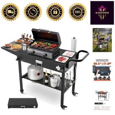 Heavy-Duty 2-Tier Grill Cart - 31x17 Inch Ready for Outdoor Culinary Adventures