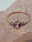 Gorgeous Pink Topaz w Accent Crystal Rose Gold Ring Size 8