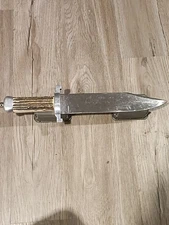 Large Vintage Bowie Knife Stag Antler Handle Hand Engraved Blade (JDL Initials)