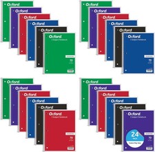 Oxford Spiral Notebooks 24 Pack College Ruled 70 Sheets 1-Subject Bulk School