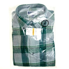 NWT CLUB ROOM Men's Ivy League Green Wide-Check Plaid Flannel Sports Shirt Small