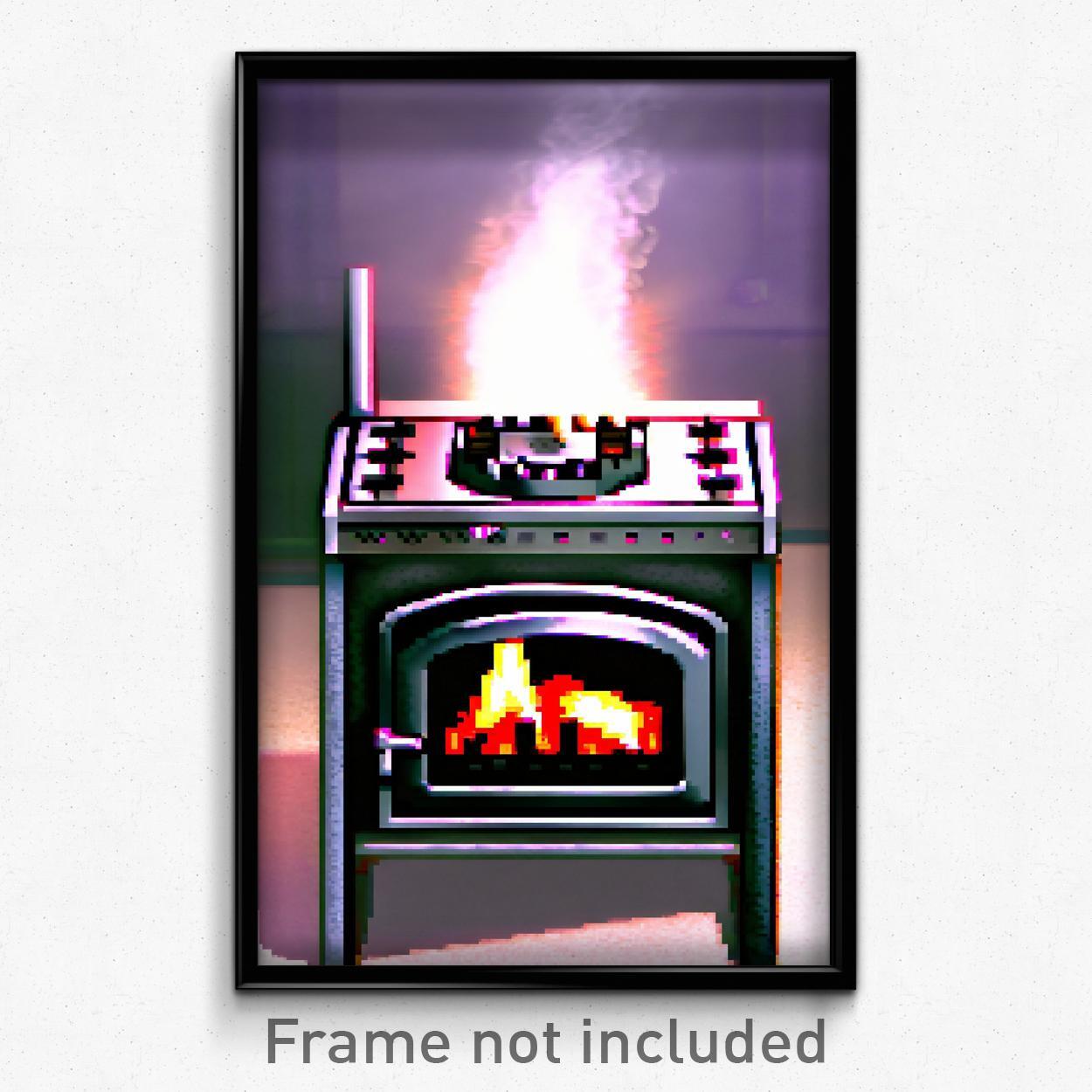 Pixel Art Poster - Gracious Stove (8 Bit Psychedelic Trippy Video Game Print)