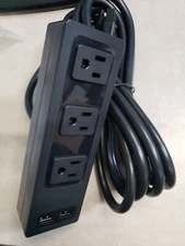 3 Outlet Power Strip Surge Protector With 2 USB Wall Charger Port MooreCO #K148