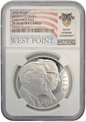 NGC PF70 Ultra Cameo Early Releases 2015-W March of Dimes One Dollar Silver Coin