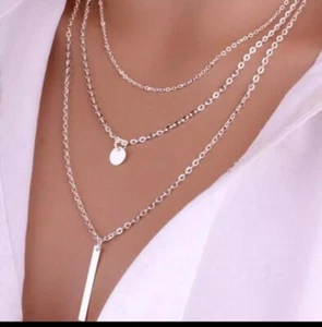 Collier double pendentif couches femmes mode bijoux 25-4
