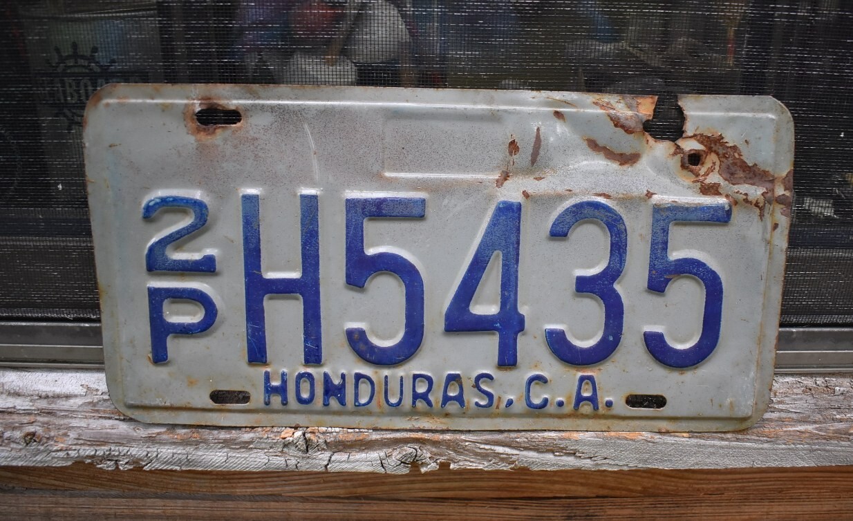 VINTAGE EARLY STEEL HONDURAS LICENSE PLATE eBay