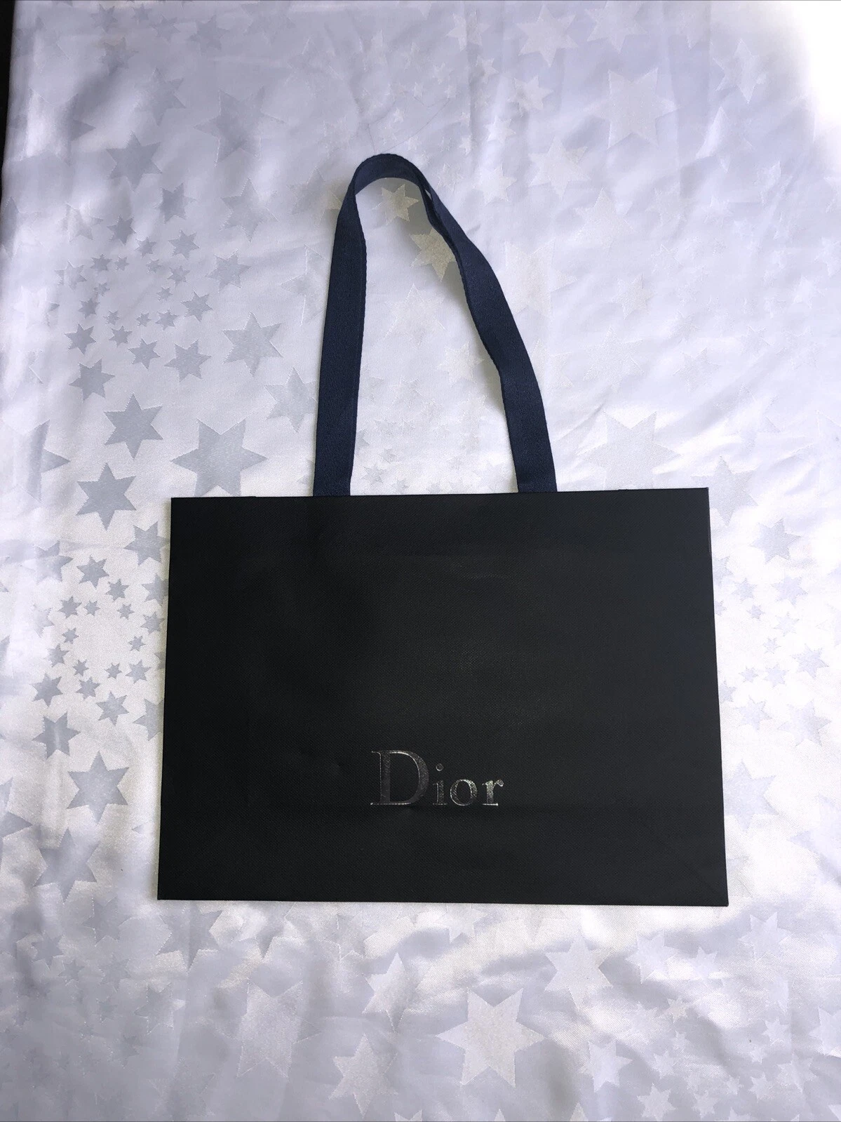 Sac cadeau Dior noir avec logo argenté 355 x 260 x 11,5 mm authentique