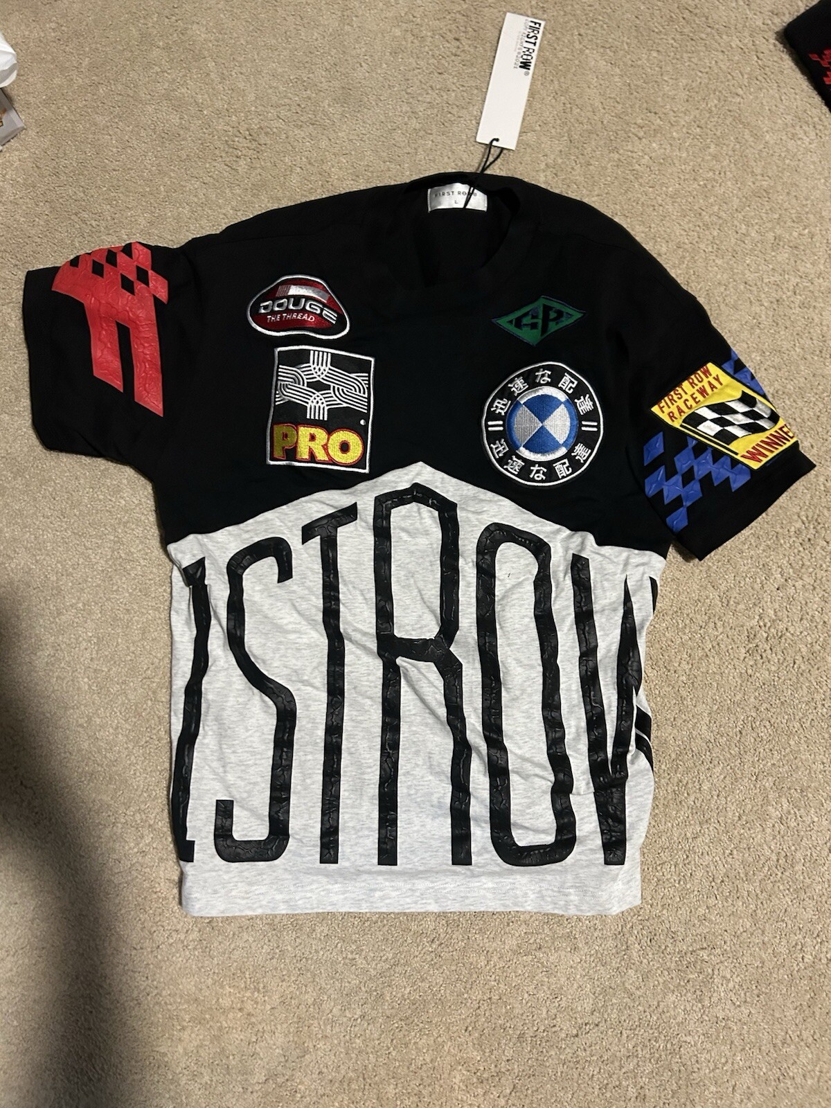 T shirt prima fila racing grafica nuova con etichetta manica corta taglia grande loghi ricamati