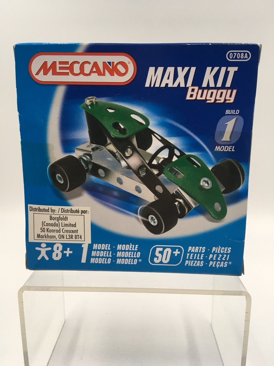 NIB Meccano Maxi Kit Buggy 0708A Metal Model Car, 50+ Pieces