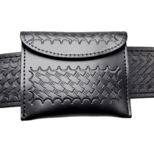 Perfect Fit Basketweave Leather Glove Holder PPE Pouch Case Police EMT EMS
