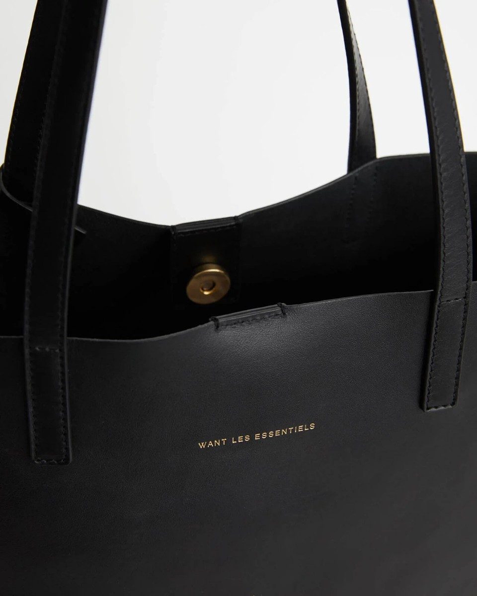 Want Les Essentiels The Logan Vertical Leather Tote Bag Black MSRP