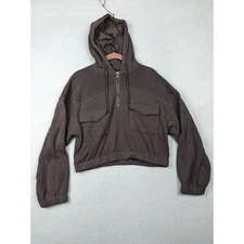 Grade Gather Brown Hooded Sweatshirt Cotton Womens M Hoodie