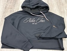 EUC Women's Nike Cropped Training Pullover Hoodie Medium Lilac And Black