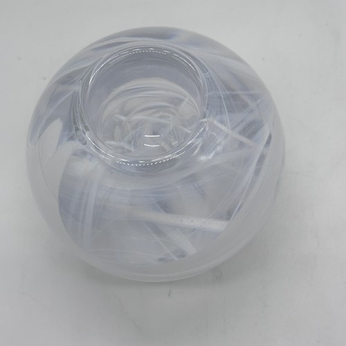 Kosta Boda Cool Moon Anna Ehrmer Glass Candle Votive 2000 White Swirl Sweden - Picture 5 of 15