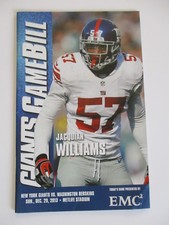 NEW YORK GIANTS GAMEBILL PROGRAM vs WASHINGTON REDSKINS 12/29 2013