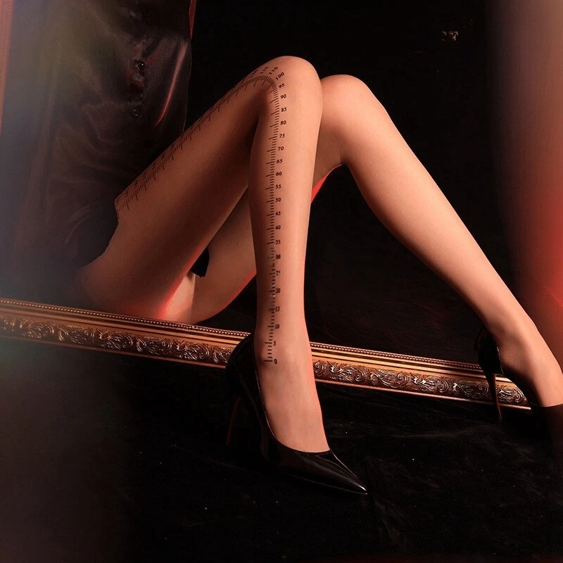 Женские матовые нейлоновые колготки с открытой промежностью линейка масштаб узор 8D чулки колготки - Изображение 4 из 4