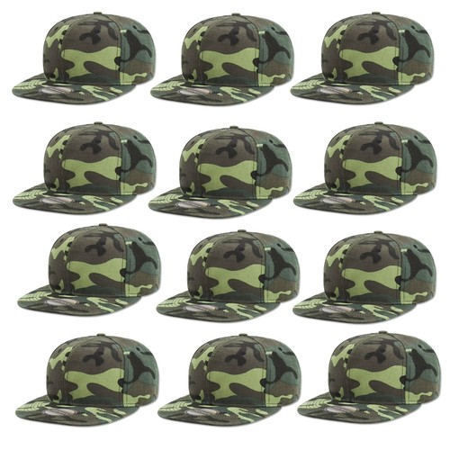 12Pcs Men Women Snapback Adjustable Baseball Cap Hip-Hop Flat Brim Hats Trucker - Picture 24 of 25