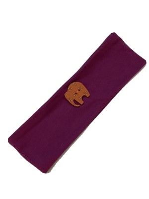 Headband With Buttons For Safety Mask Magenta With Orange Elephants