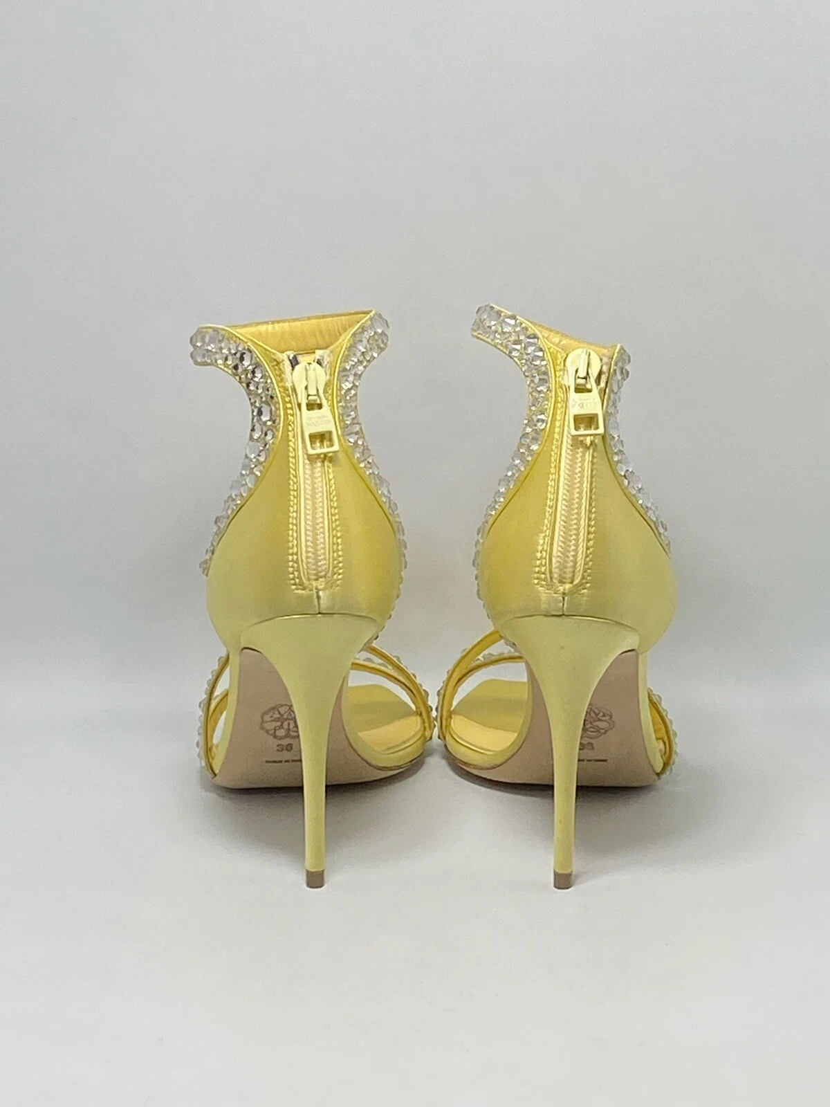 Sandali da cocktail Alexander McQueen cristallo raso polsino alla caviglia $1290 taglia 36