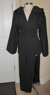 Star Wars Sith black tunic, hooded tabard vest to floor & sash in several sizes