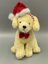 FAO Schwarz 12  Christmas Labrador Puppy Dog W/ Santa Hat Stuffed Animal Toy