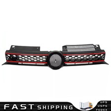 For 2010-2014 Vw Mk6 Golfgtijetta Sportwagen Front Grille Black Wred Trim