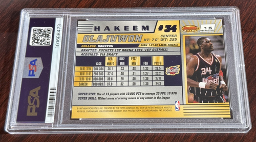 1996 HAKEEM OLAJUWON BOWMANS BEST REFRACTOR #15 PSA 9 ONLY 2 HIGHER - Picture 2 of 2