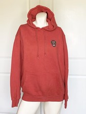 SUSPICIOUS ANTWERP SKULL EMBROIDERED PATCH RUST HOODIE SIZE: L