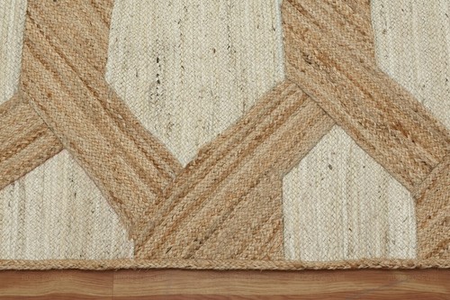 Natural Fiber Jute Rug Handmade Beige Jute Rug Hallway Stair Runner Indian Squar - Picture 6 of 10