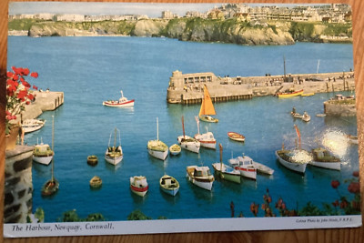 VINTAGE JOHN HINDE POSTKARTE #3DC105 DER HAFEN NEWQUAY - VERSCHICKT AM 30. AUGUST 1968