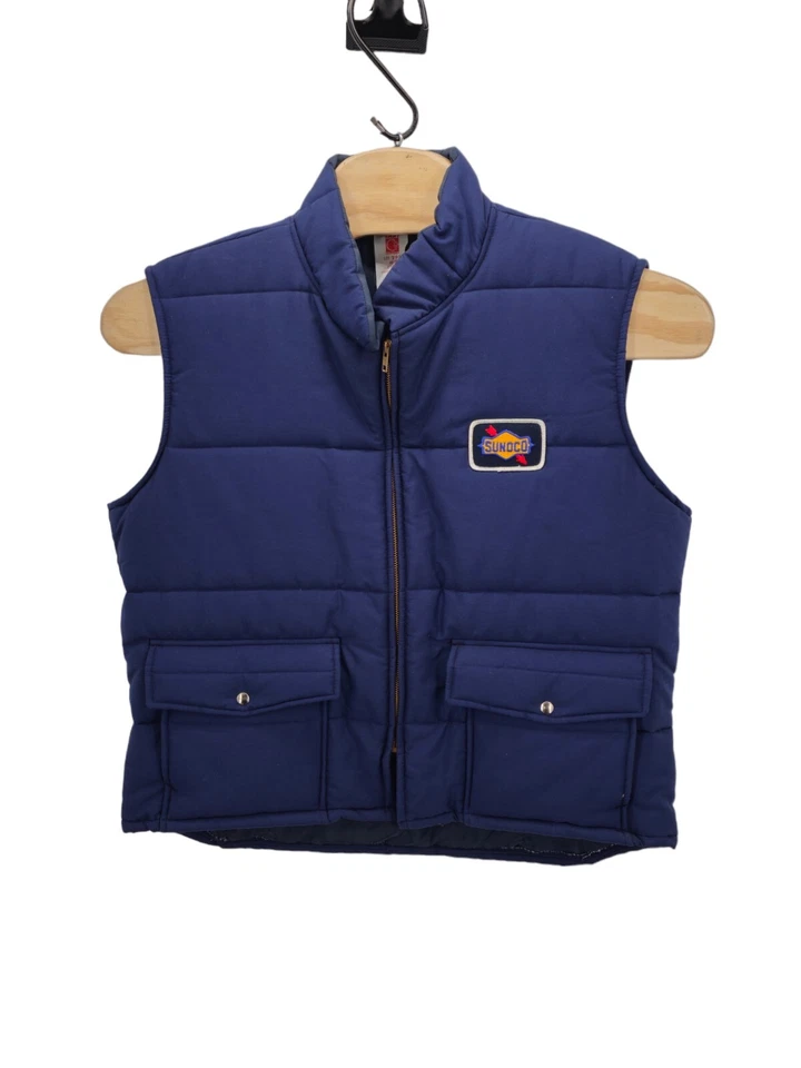 Chaleco acolchado de colección 1987 Sunoco Puffer para hombre XL hecho en EE. UU. ropa de trabajo parche de gasóleo Foto 2 de 4