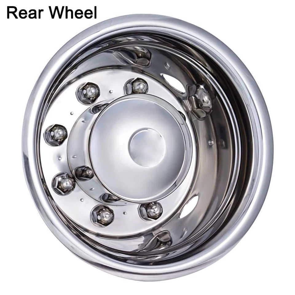 Chevy GMC C4500/C5500/C6500 1999-2010 19,5" 8 orejetas doble simulador de rueda de acero inoxidable Foto 3 de 4