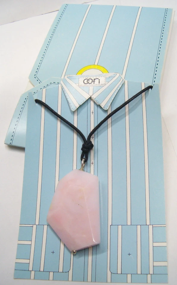 Ciondolo in ARGENTO 925 con OPALE ROSA naturale e girocollo - pietra dura - - Immagine 3 di 3