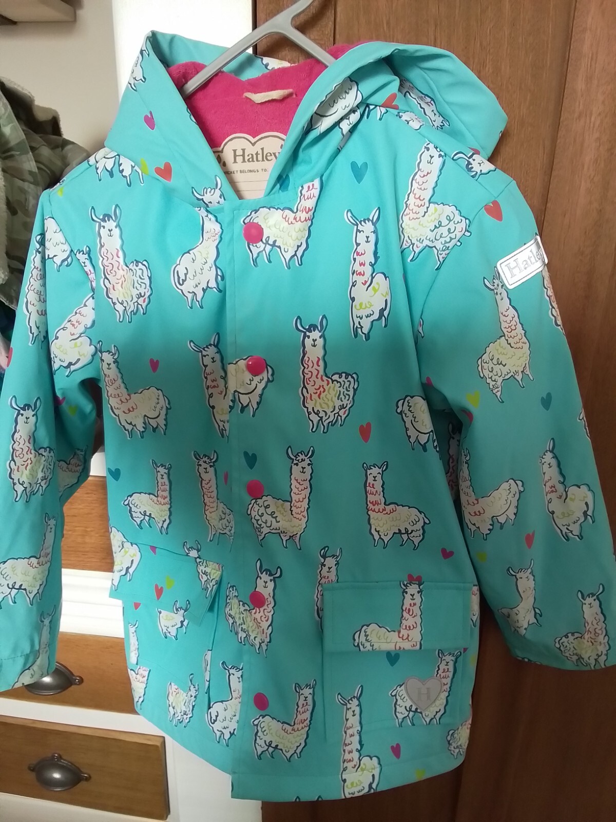 Girls' Hatley Llama Turquoise Raincoat Age 6 Years eBay