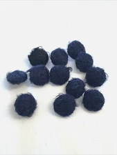 24 Navy Blue Round Fuzzy Knit Covered Shank Buttons Sewing 15 mm #BL41