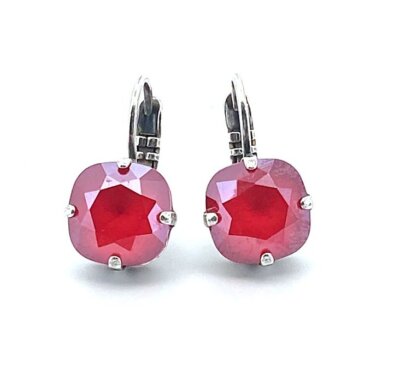 Earrings By Mariana My Treasures Coll. Sophisticated Royal Red Swarovski Crys...