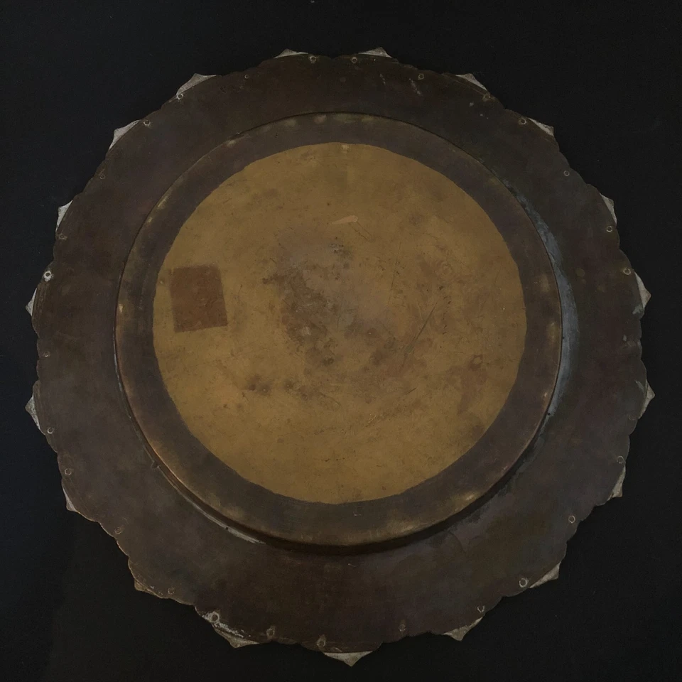 Vintage Taoist Temple Tray Early 20th Century Brass China Hand Engraved 32cm - Image 4 of 4