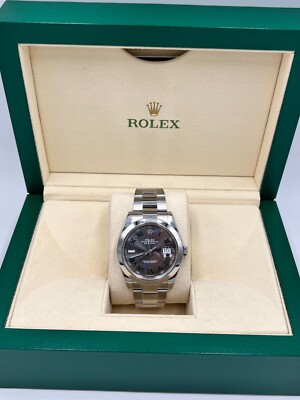 Mens Rolex Watch Oyster Perpetual Datejust 41mm 126300 Slate Roman Numerals
