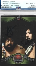 Autographed The Wild Samoans Afa and Sika Topps  card PSA/DNA certified