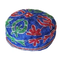 PARTY FUN HATS - UZBEK POPURI DESIGN SILK EMBROIDERED SKULL CAP/HAT