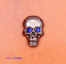 10X Biker Punk Blue Rhinestone Skull Skeleton Leathercraft Saddle Tack Conchos