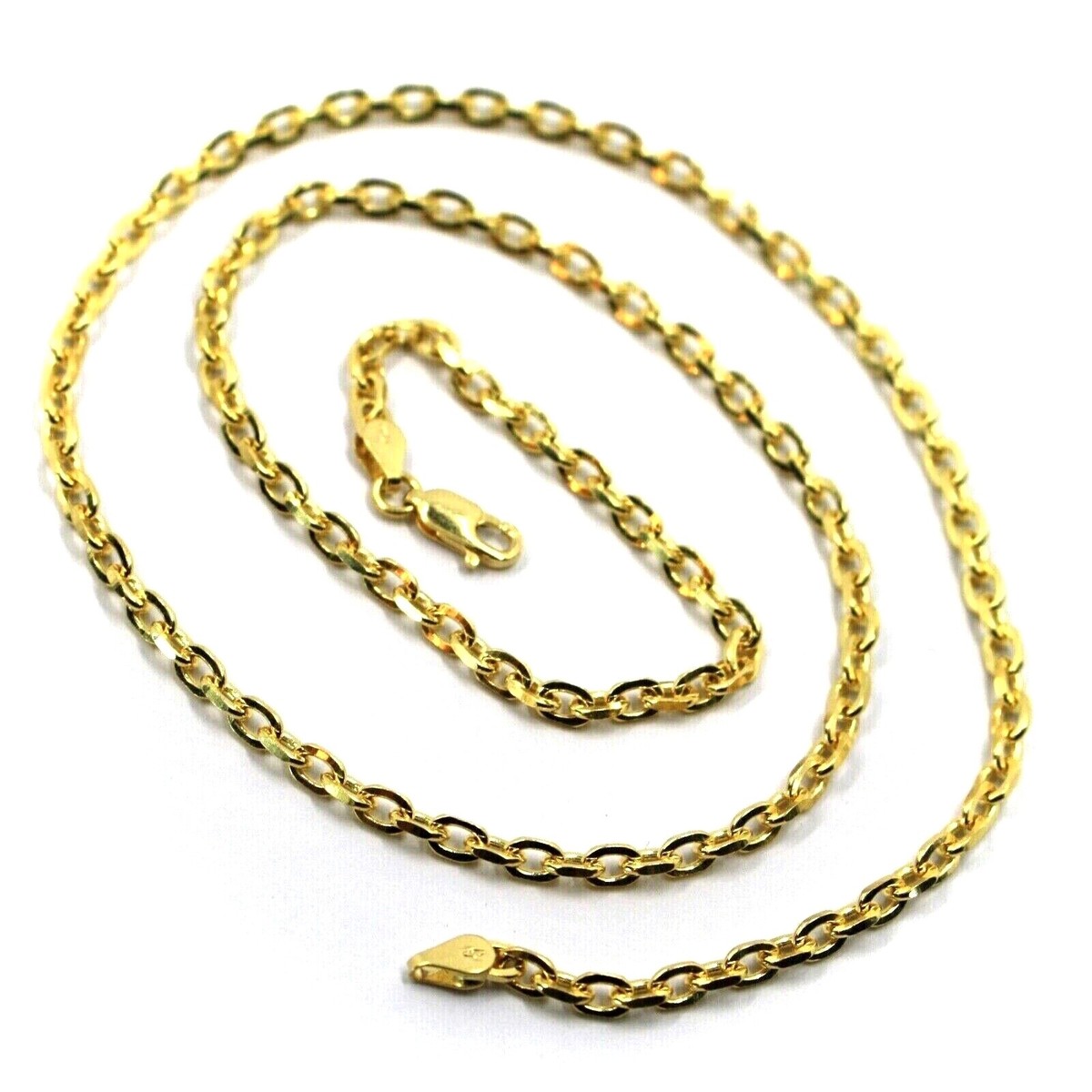 18K YELLOW GOLD SOLID CHAIN SQUARED CABLE 3.2mm OVAL LINKS