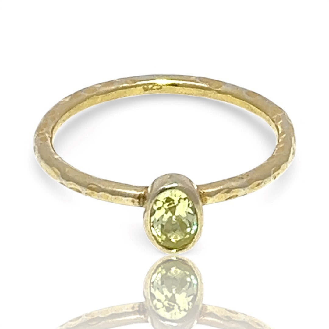 Stackable Sterling Silver Gold-Tone Yellow-Green … - image 1