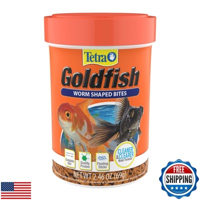 Tetra Goldfish Worm Shaped Bites Fish Food, 2.46 Oz., Complete Food for All G