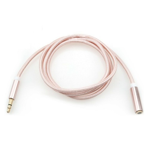 1m Stereo Kopfhörer Verlängerungskabel 3,5mm Klinke Stecker > Buchse Nylon Rosa - Bild 3 von 3