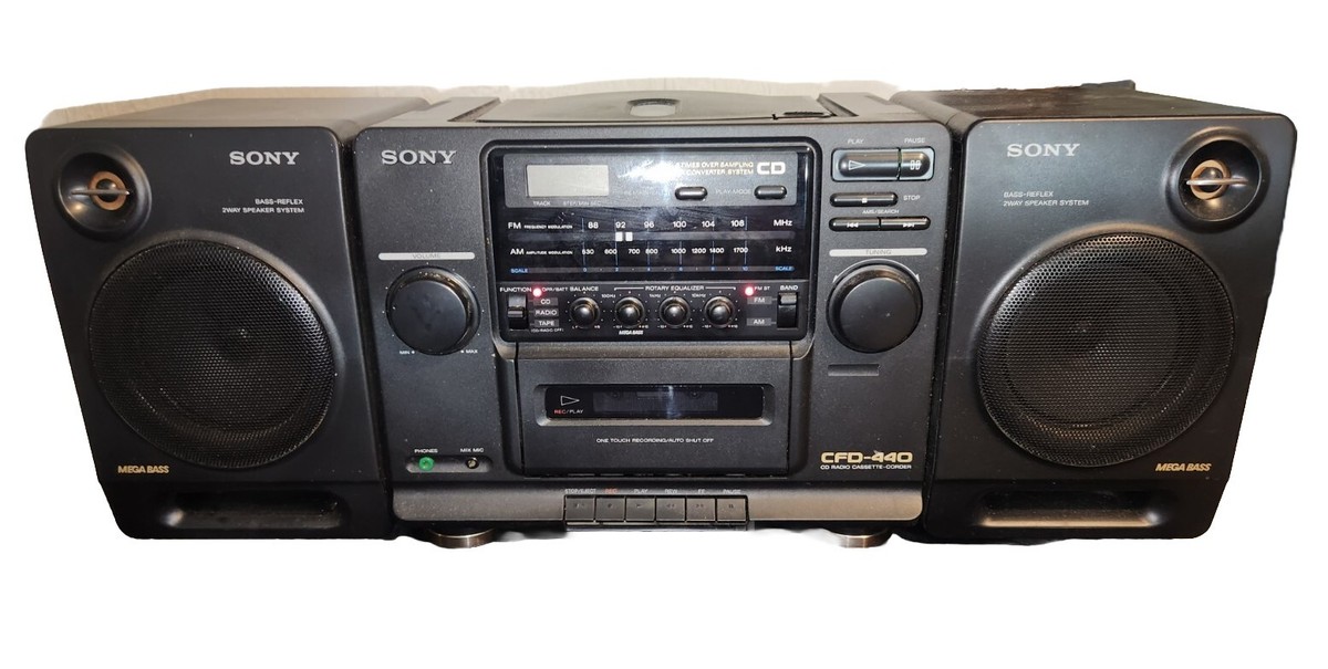 Sony CFD-440 Boombox Mega Bass, AM/FM, CD & Cassette W/Detachable