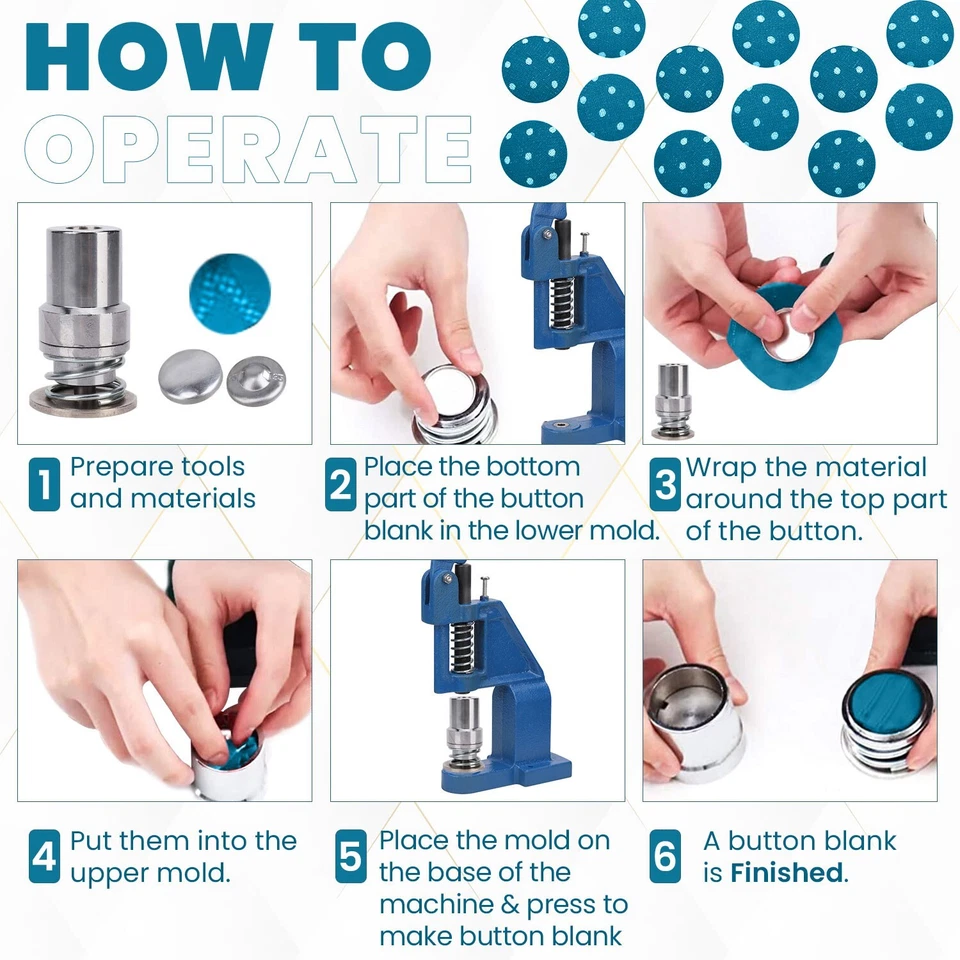 Fabric Button Covering Hand Press Machine for Decorative Buttons Blanks Covering - Image 4 of 4