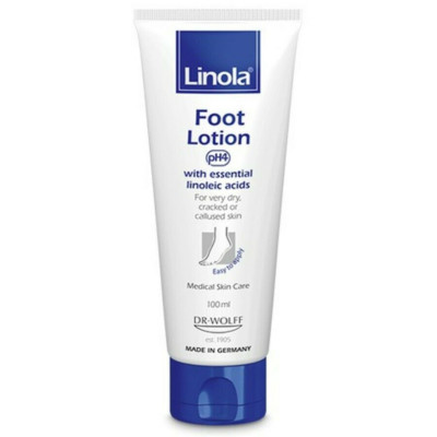 Linola Foot Lotion Very Dry, Cracked Thickened Skin on the Feet 100ml - Faster
