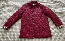 Burberry Diamond Quilted Ruby Red Jacket Girls Size 12 or petite adult xxs/xs 