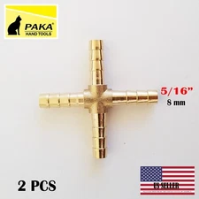2 PC – 5/16 HOSE BARB 4 WAY Cross  Brass Pipe Fitting Thread Gas Fuel Water Air